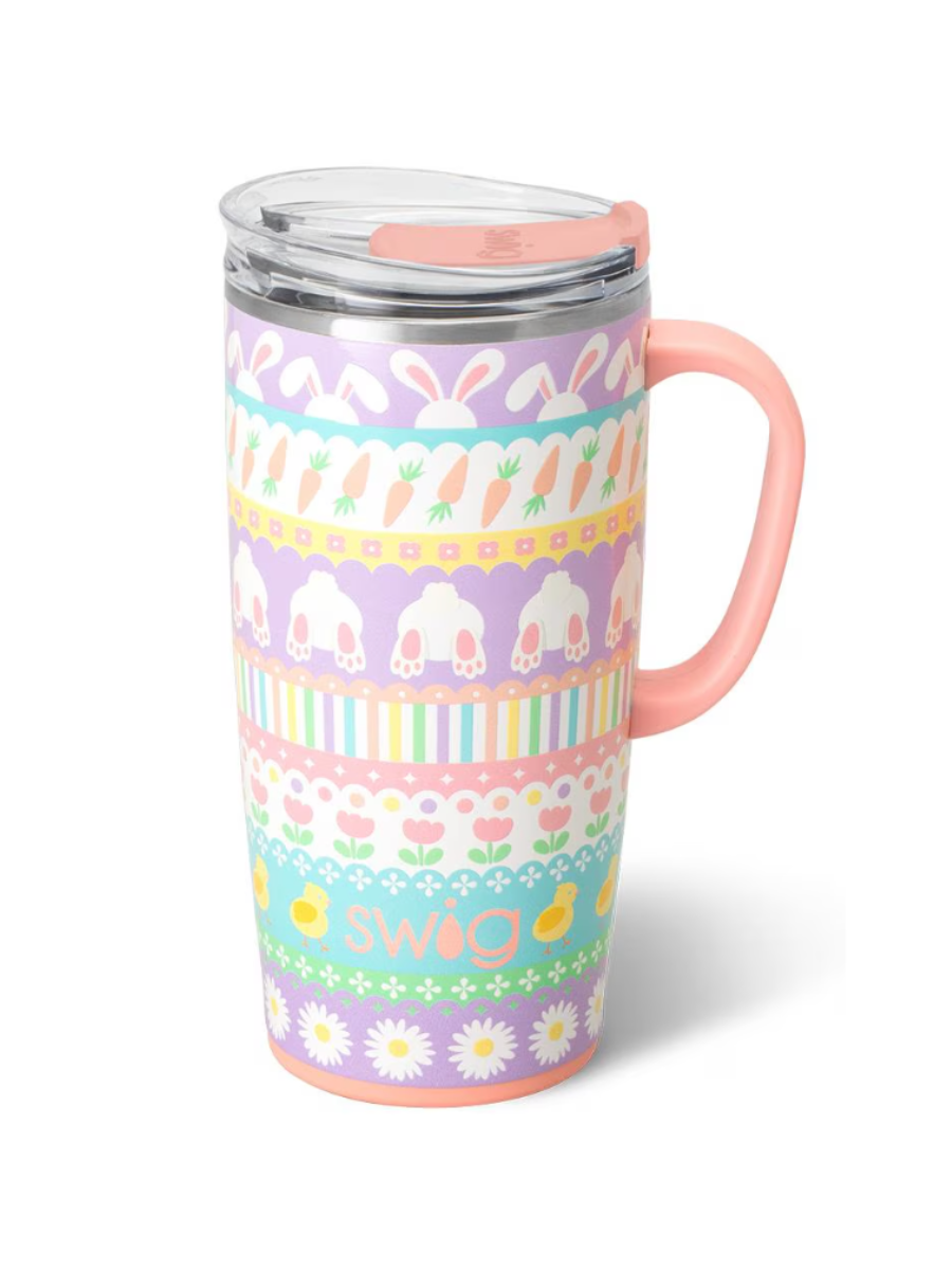 Swig 22oz Travel Mug Bunny Trail Rabbit Carrot Floral Pastel Easter Basket Women's Jincy's Gift Cup Tumbler Boutique 