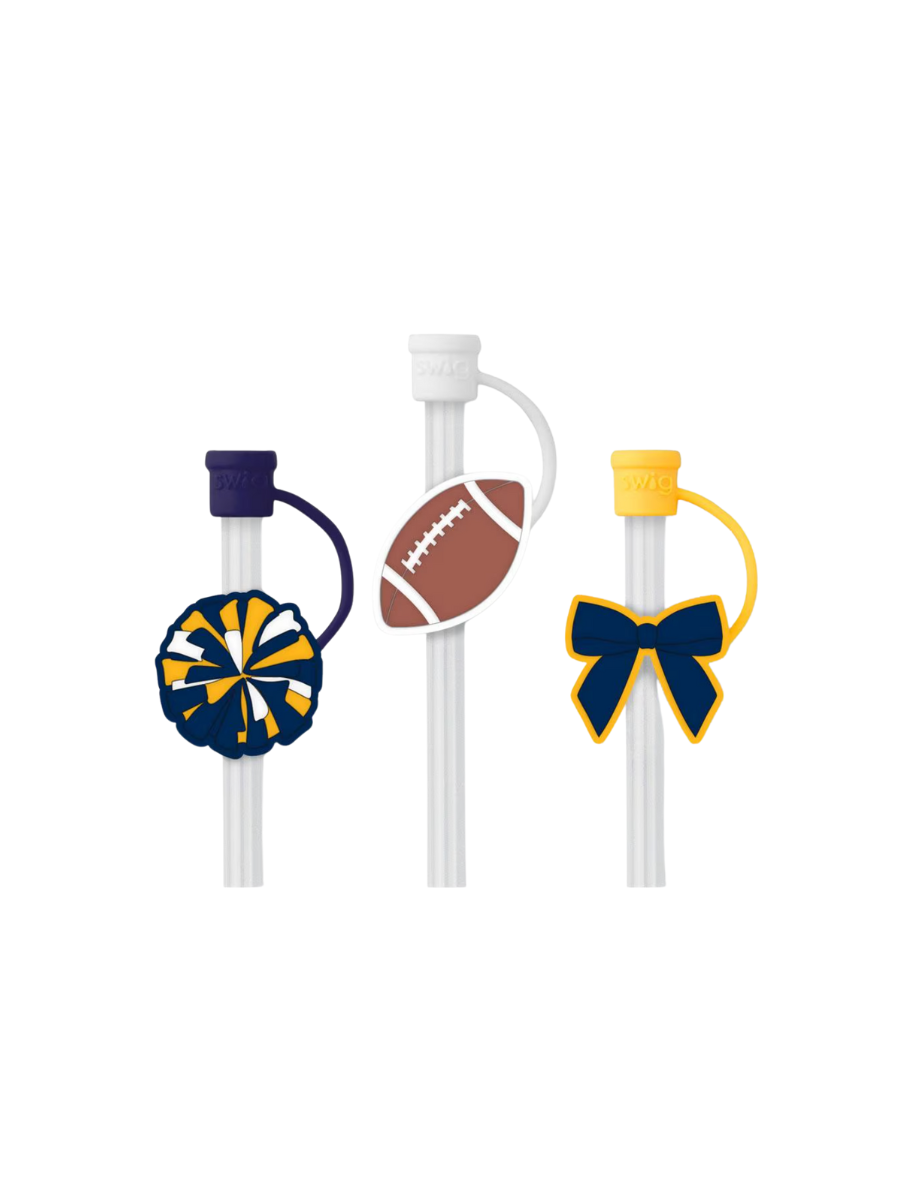 Swig | Straw Topper Set - We've Got Spirit - Navy & Yellow