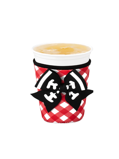 Swig Small Gameday Coolie - Red & Black white gingham football bow womens gift jincy's