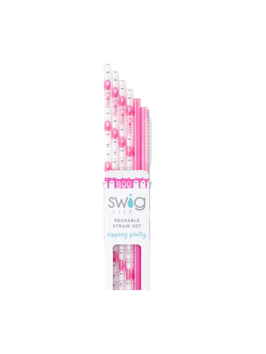 Swig | Faboolous + Pink Glitter Reusable Straw Set