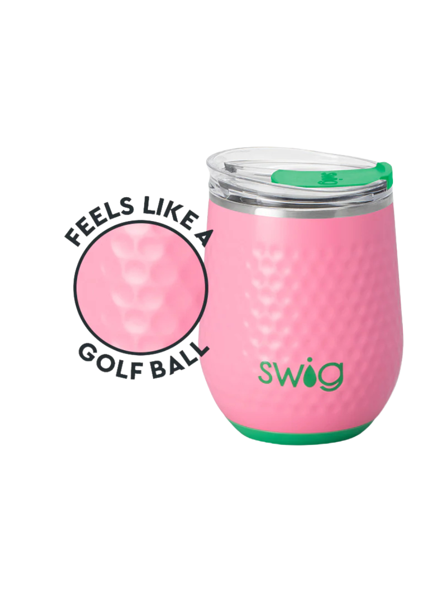 Swig | Stemless Wine Glass 12oz - Pink Golf Ball