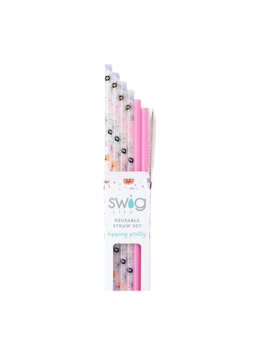 Swig | Sweet And Spooky + Pink Reusable Straw Set