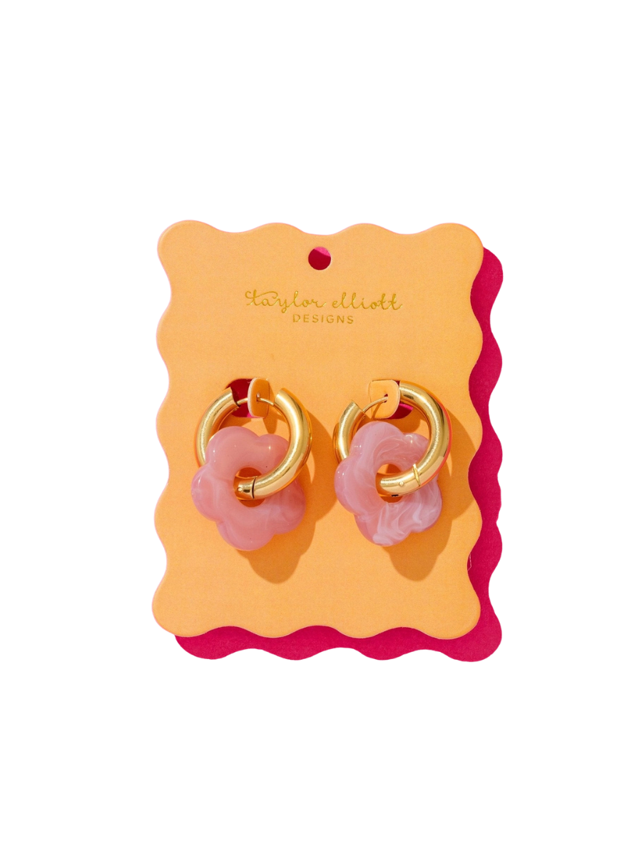 TAYLOR ELLIOTT DESIGNS | Laurel Pink Acrylic Huggie Earings