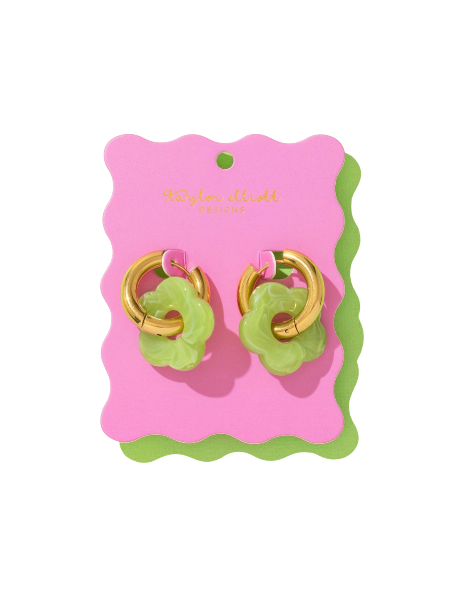 TAYLOR ELLIOTT DESIGNS | Laurel Green Acrylic Huggie Earrings