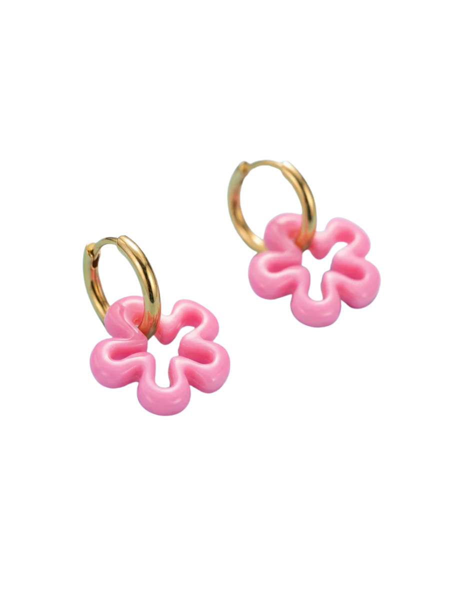 TAYLOR ELLIOTT DESIGNS | Mason Flower Huggie Hot Pink Earrings
