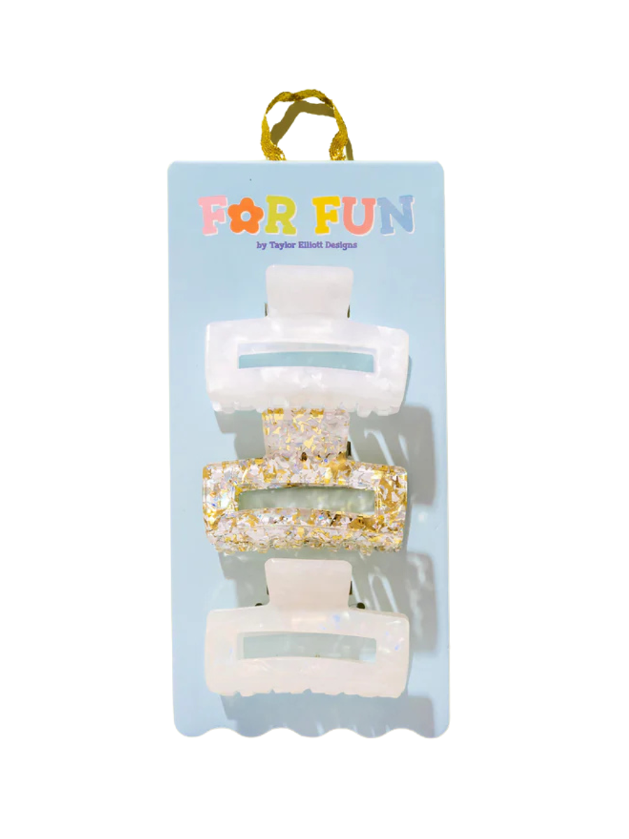 TAYLOR ELLIOTT DESIGNS | For Fun - Pearl Confetti Claw Clip Trio
