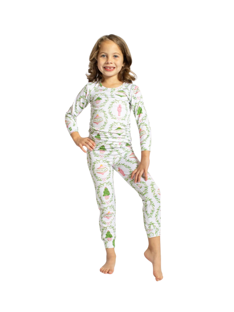 TODDLER Nutcracker Trellis L/S Pajama Set pinks greens Christmas Royal Standard gift jincy's