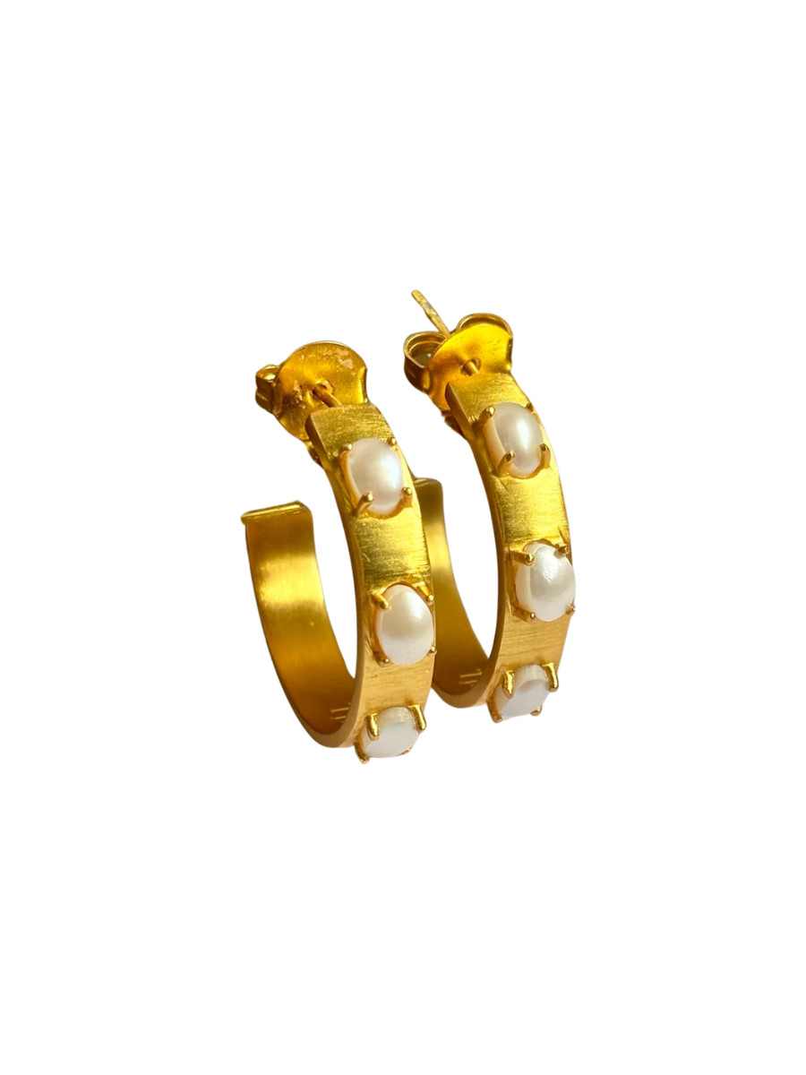 Tatum James | Tinley Hoop Earrings - Pearl