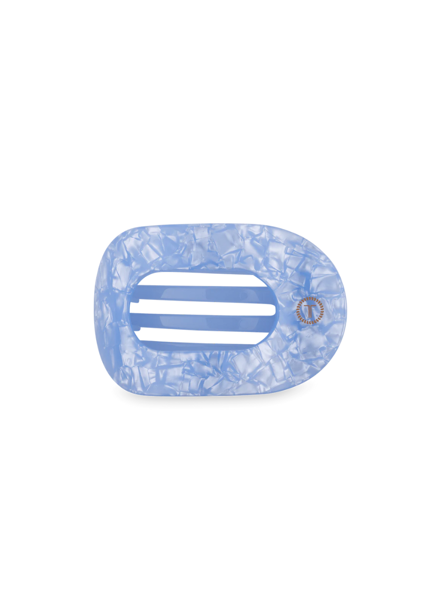 TELETIES | Large Flat Round Hair Clip - Blue Lagoon