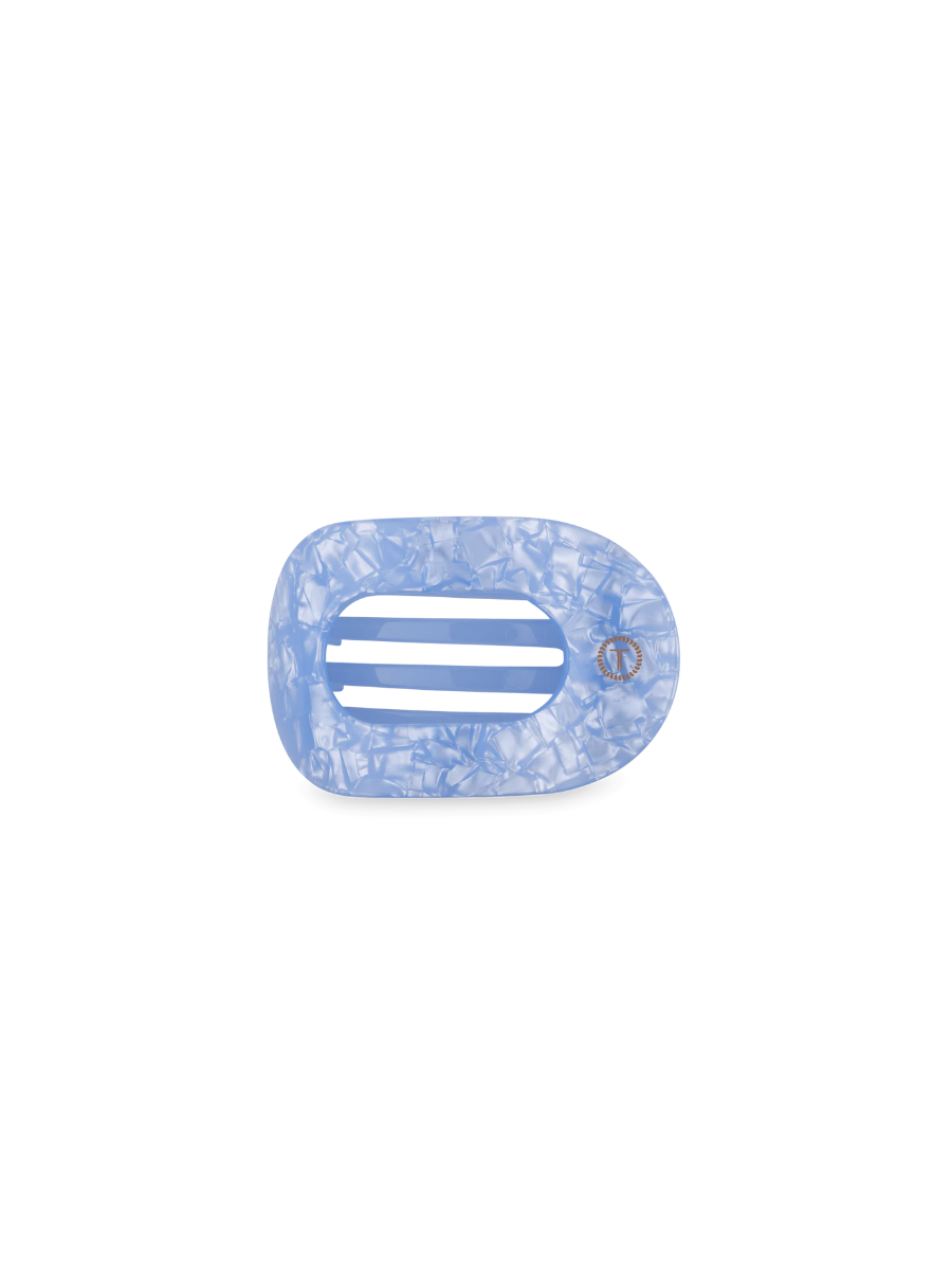 TELETIES | Small Flat Round Hair Clip - Blue Lagoon