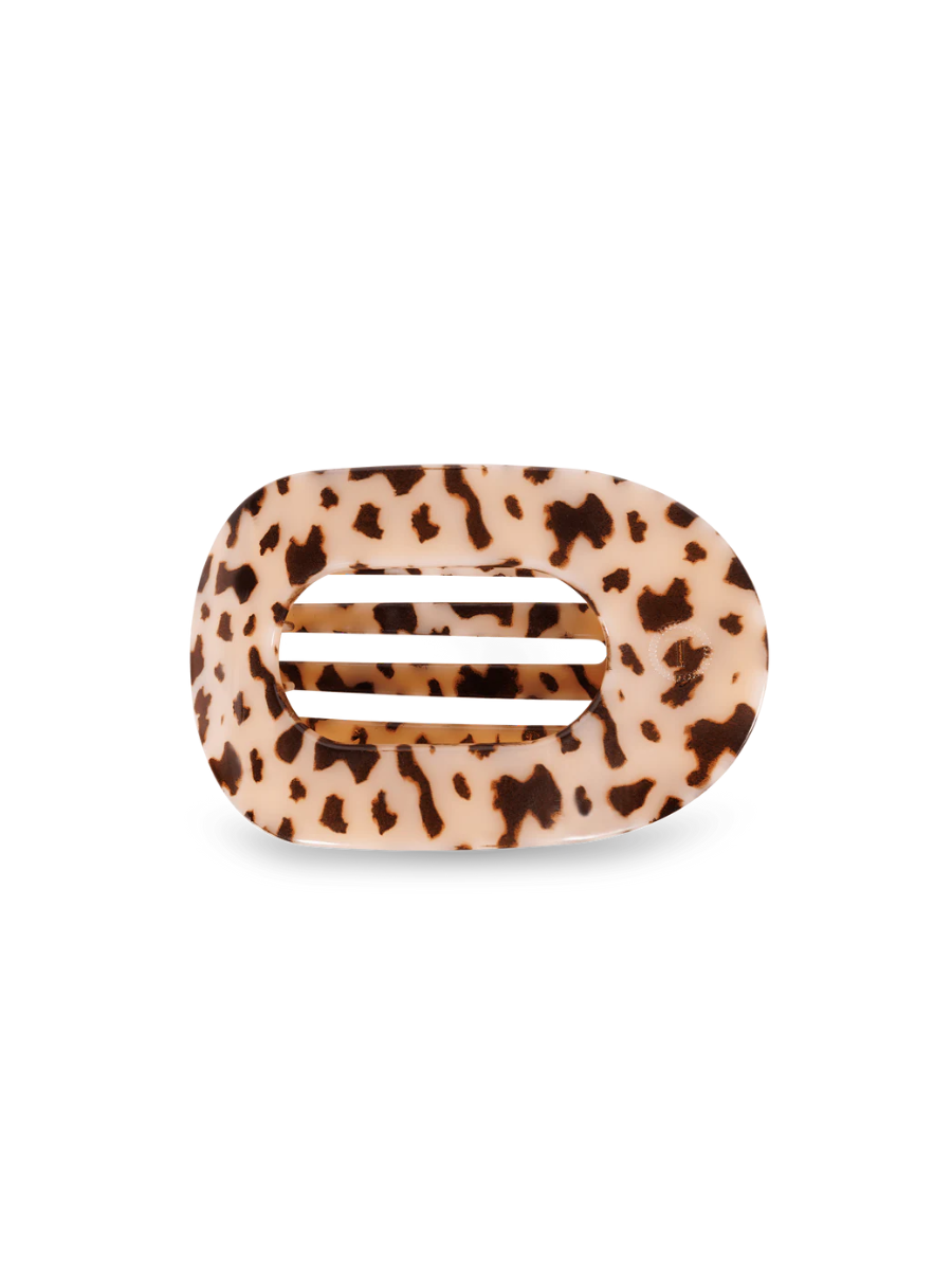 TELETIES | Large Flat Round Hair Clip - Blonde Tortoise