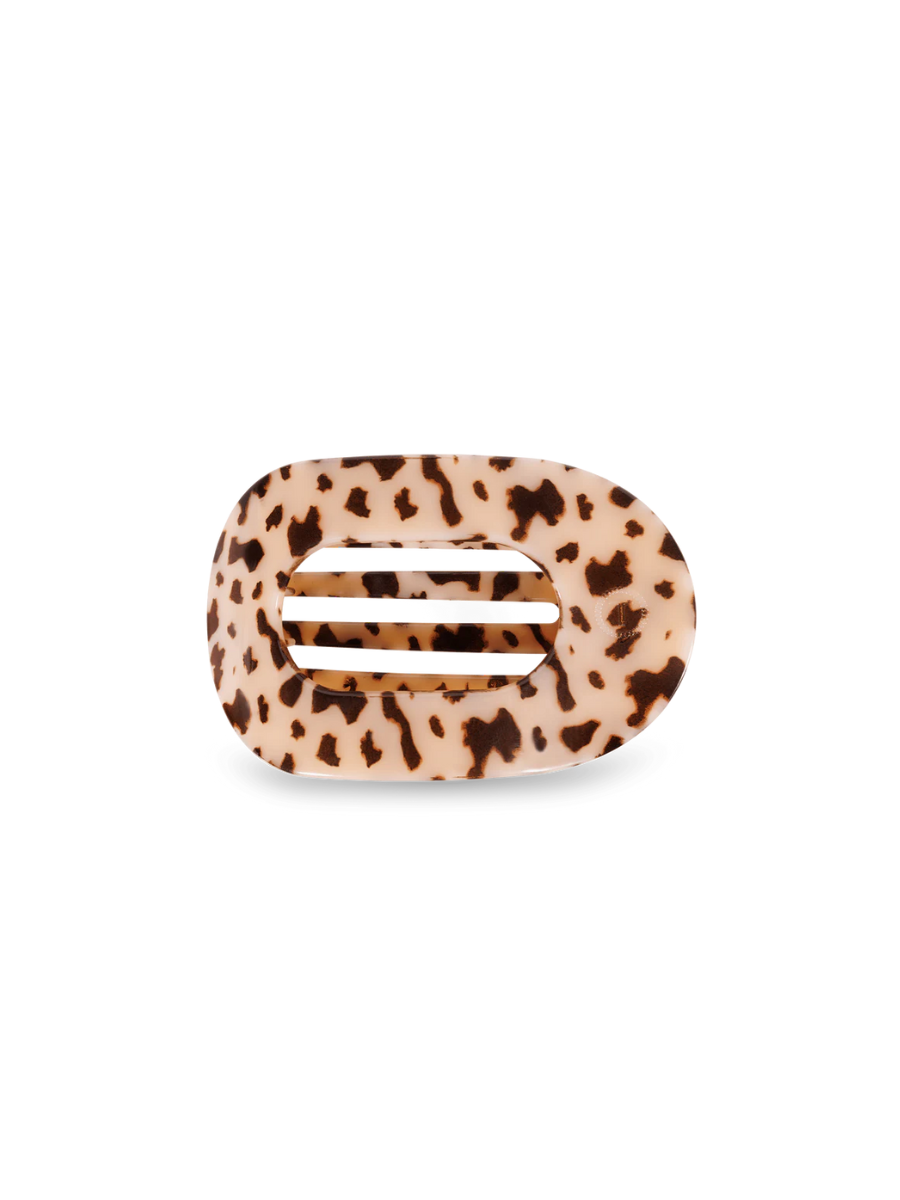 TELETIES | Medium Flat Round Hair Clip - Blonde Tortoise