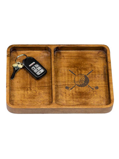 Golf Etched Wood Valet Tray mens gifts catchall jincy's tripp