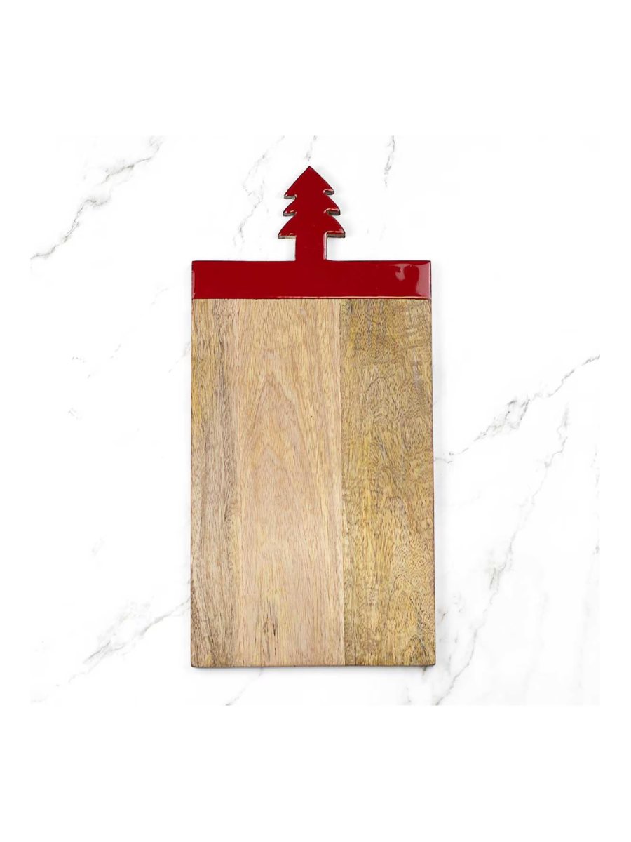 Christmas Tree Handle Serving Board - Red