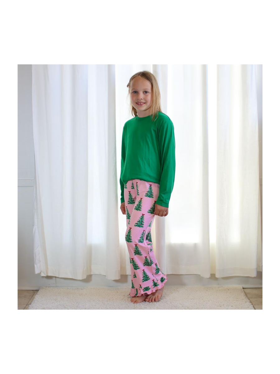 Girl's Noelle Tree Ruffle Sleep Pants