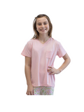 YOUTH Highlands V-Neck Pocket Tee Light Pink Pajama Shirt Girls Short Sleeve Soft Gift Jincy's