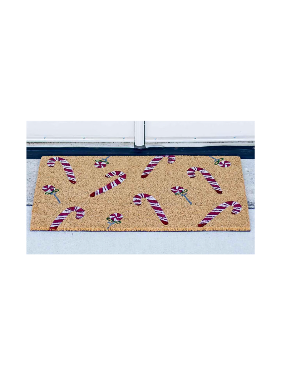 Candy Cane Lane Coir Doormat