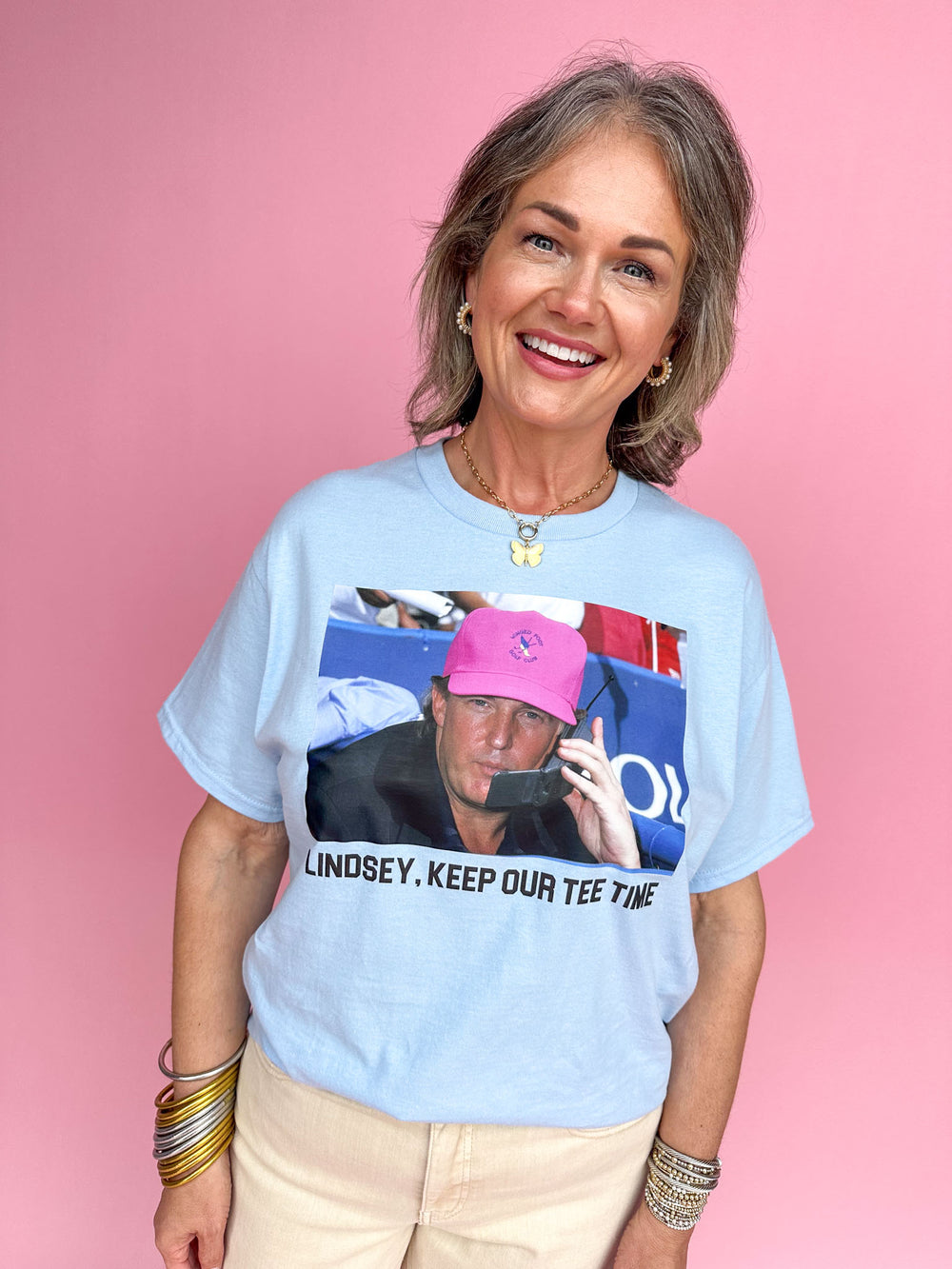 Lindsey, Keep Our Tee Time Tee - Light Blue