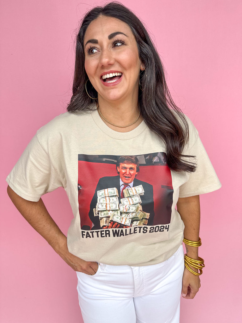 Fatter Wallets Tee - Light Tan