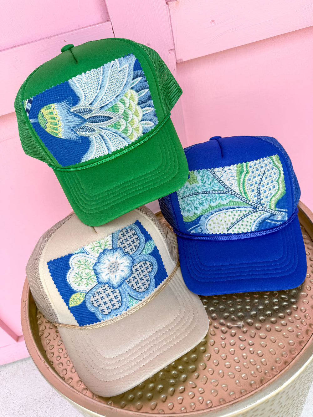 Jincy's Womens Boutique Trucker Hat Tucker's Truckers Carolina Bloom Collection Grandmillenial Style 