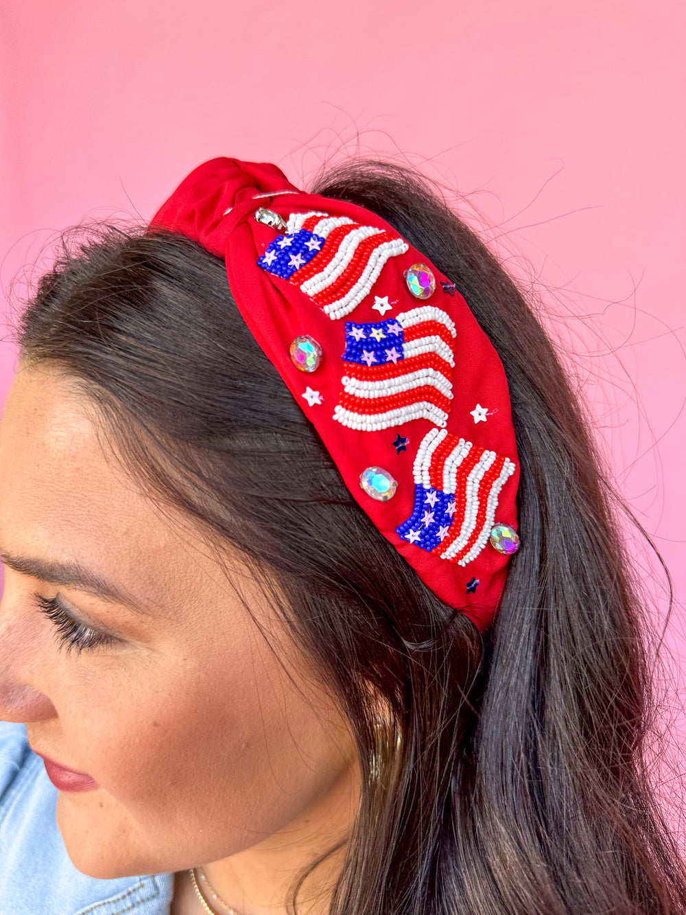 American Flag Headband - Red
