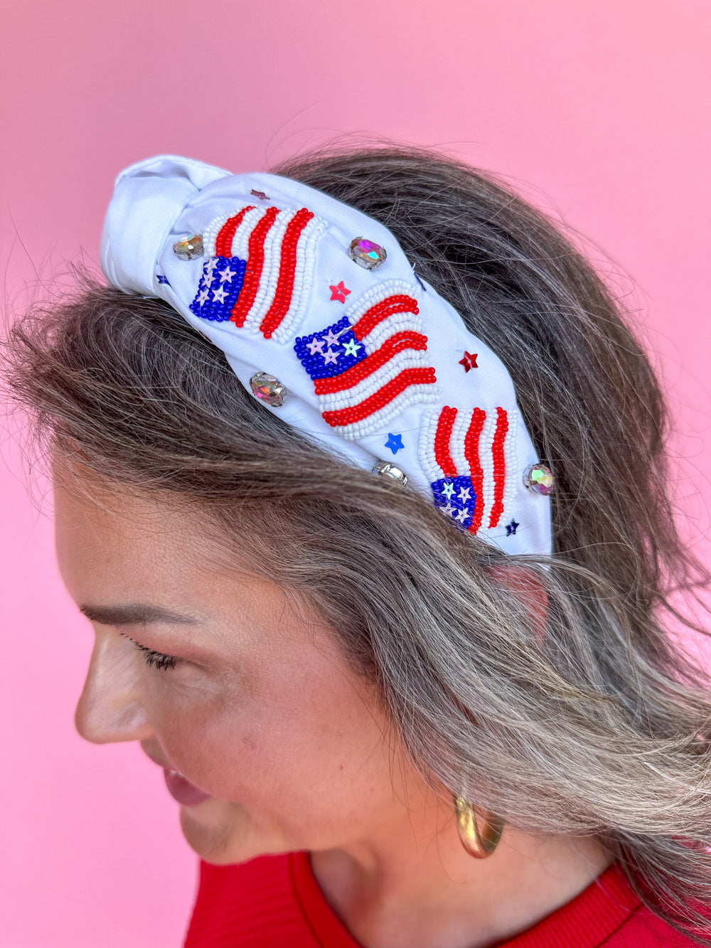 American Flag Headband - White