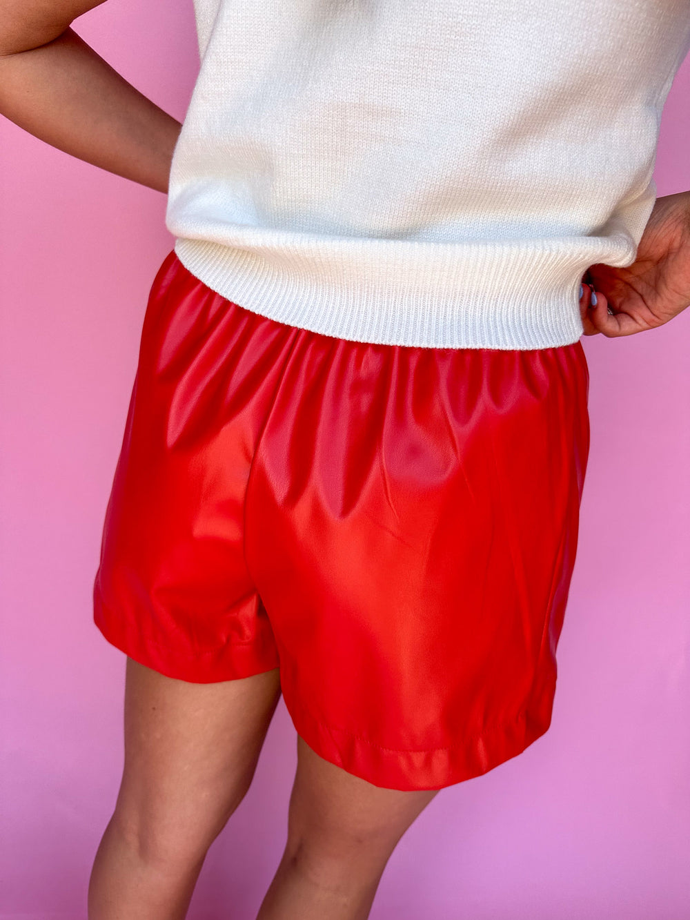 Edgy Elegance Shorts - Red