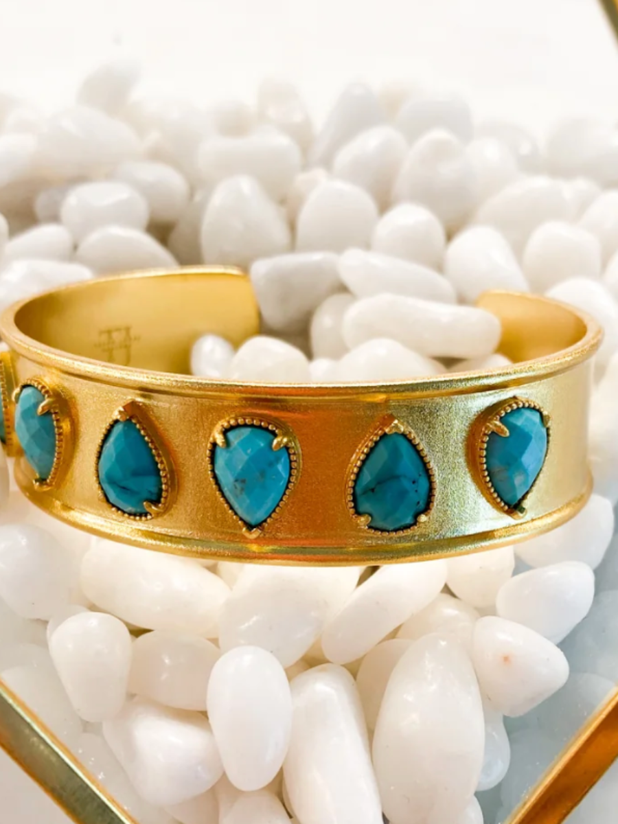 Tatum James Designs | Madison 6 Stone Cuff - Turquoise