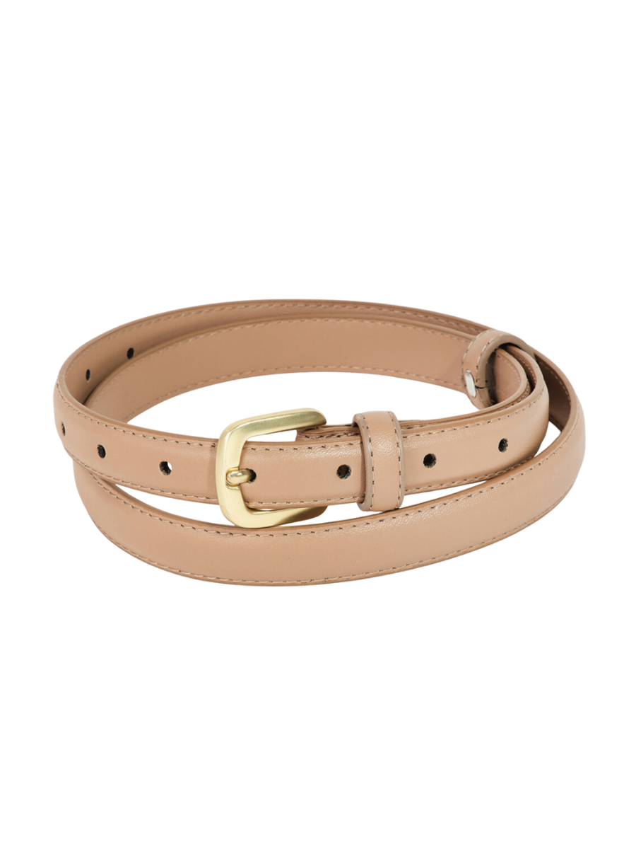 Thin Faux Leather Belt - Ivory