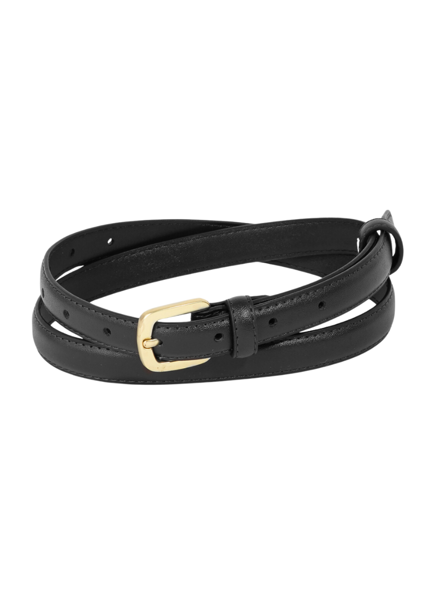 Thin Faux Leather Belt - Black