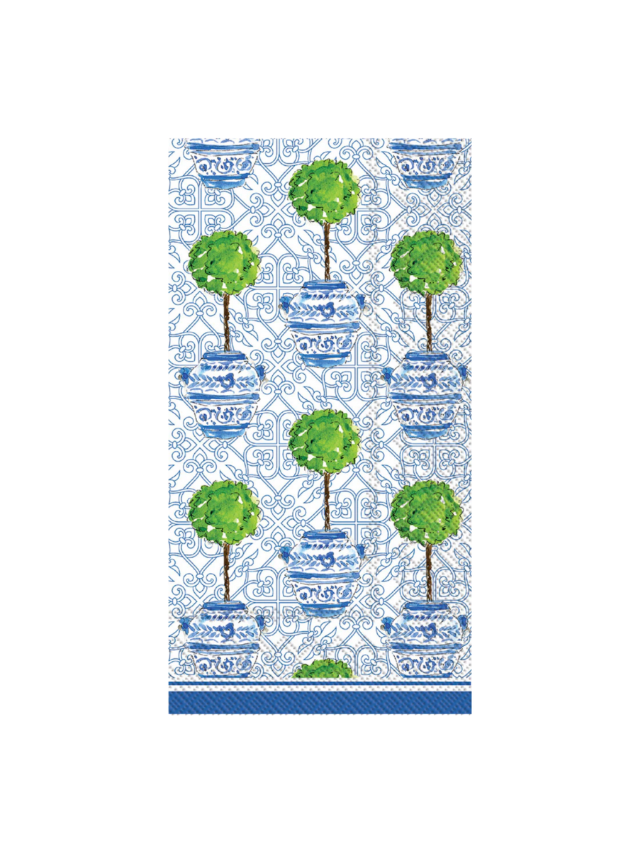  Rosanne Beck Boston International topiary, elegant, sophisticated, garden party, spring decor, blue chinoiserie, classic design, lush greenery, intricate pattern, special event Jincy's