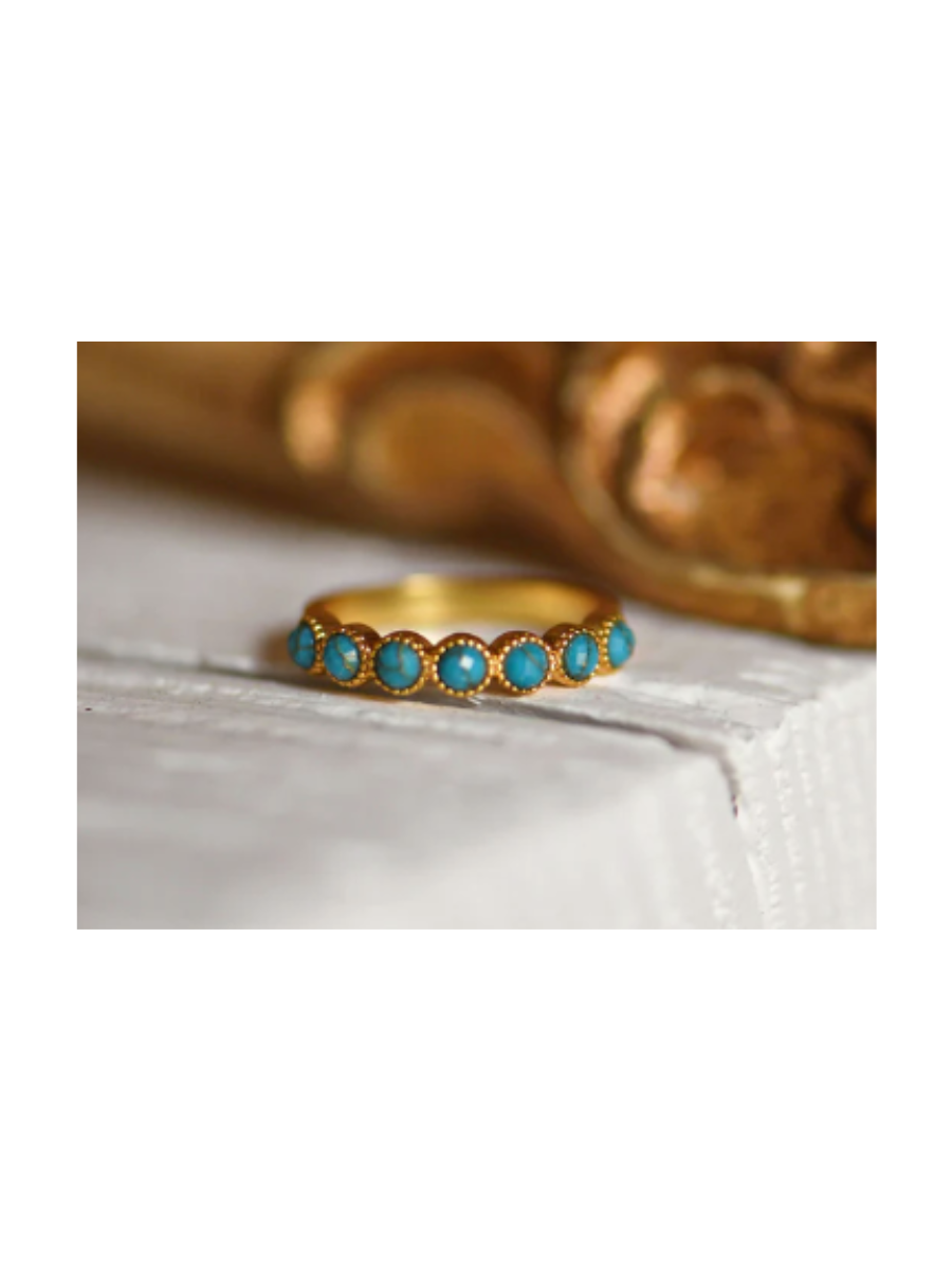 Tatum James Designs | Mini Stone Ring - Gold Vein Turquoise
