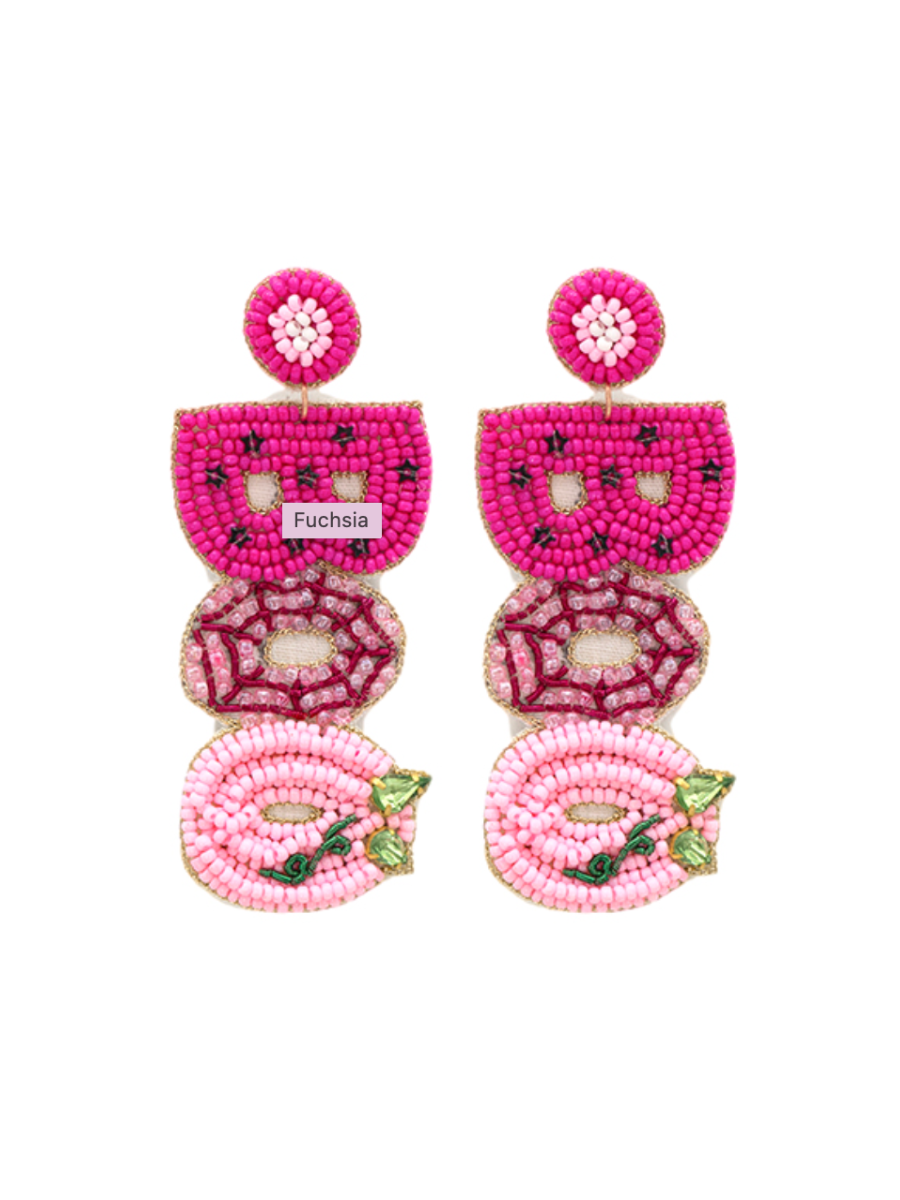 Boo Beaded Earrings - Pink