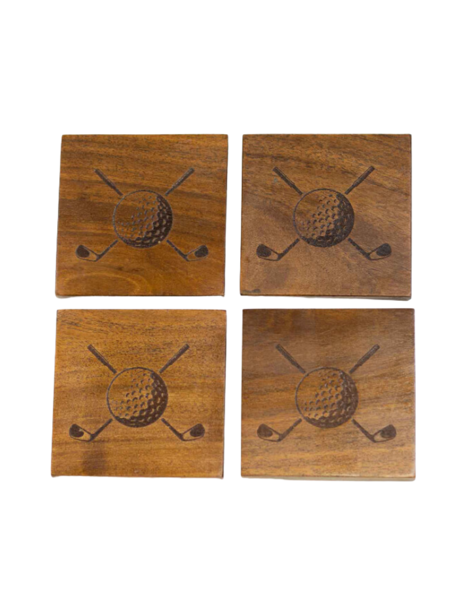 Golf Etched Wood Coasters