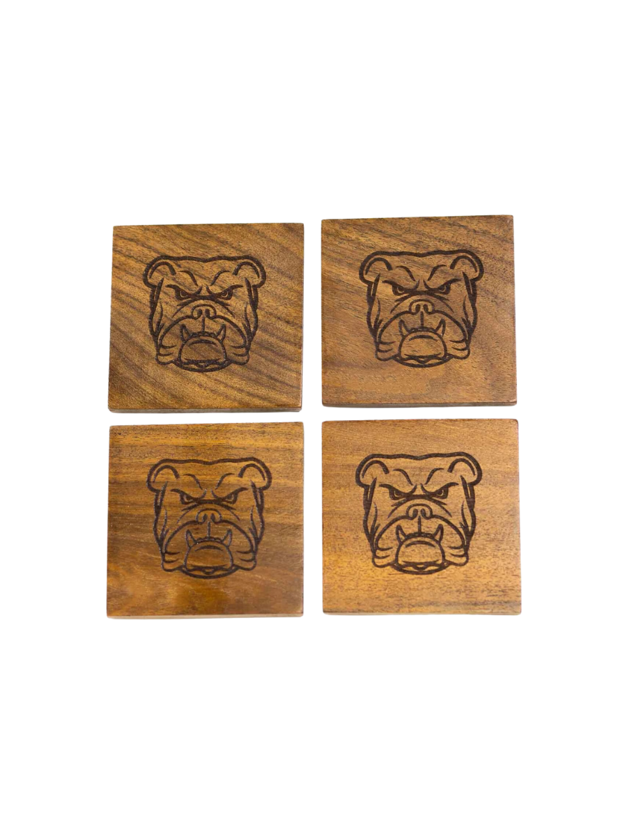 Bulldog Etched Wood Coasters