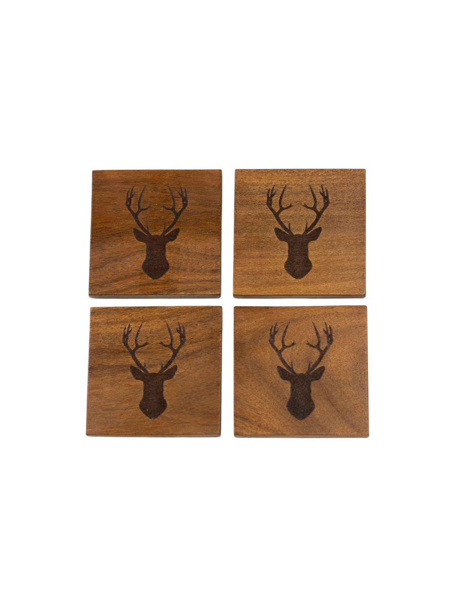 Deer Etched Wood Coasters