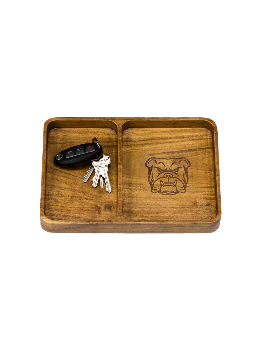 Bulldog Etched Wood Valet Tray