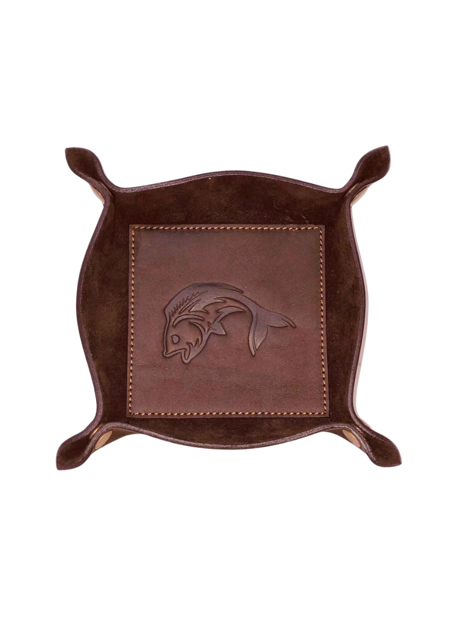 Fish Leather Embossed Valet Tray - Dark Brown