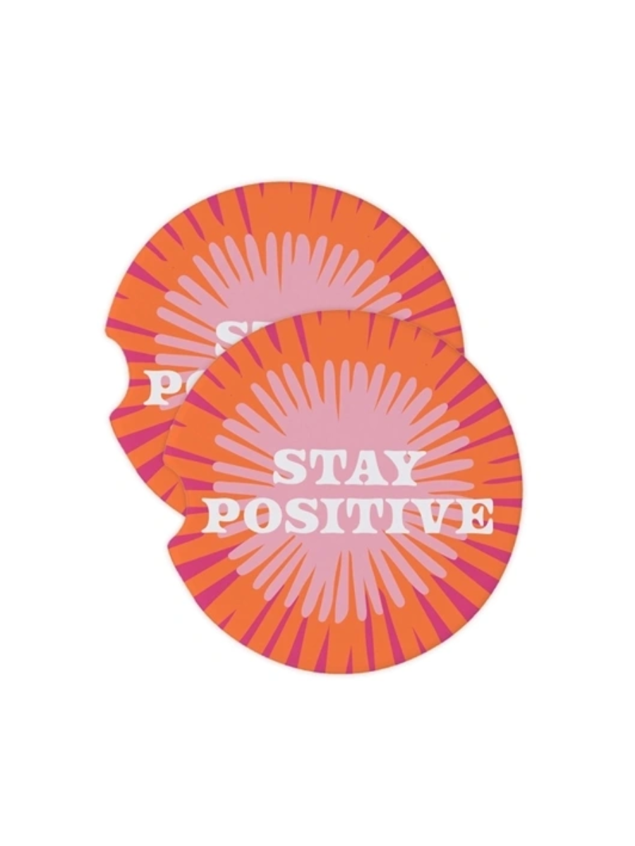Mary Square | Stay Positive Car Coasters