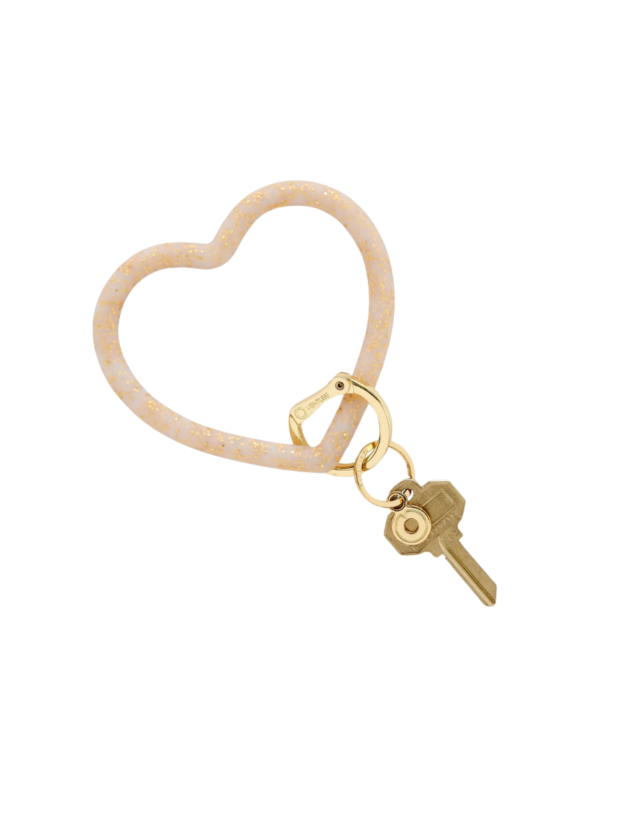 OVENTURE | Silicone Heart Keychain - Gold Rush Confetti