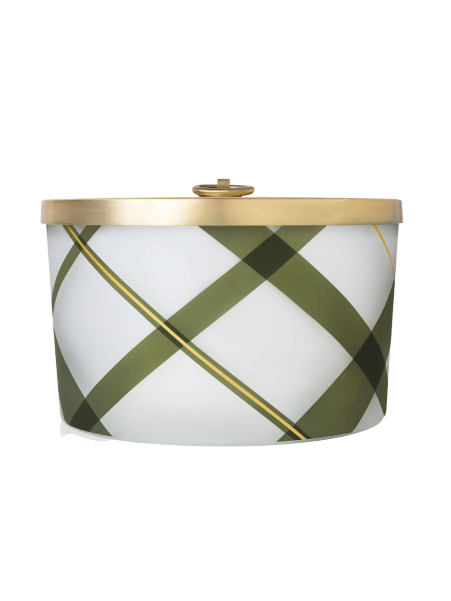 Thymes | Large 3-Wick Candle Frosted Plaid - Frasier Fir