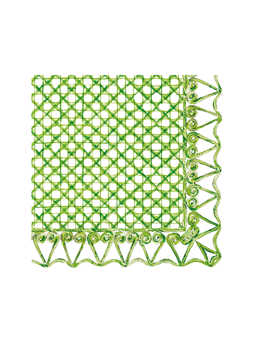 Rosanne Beck Botanical Cane Cocktail Napkin Green White Color Jincy's
