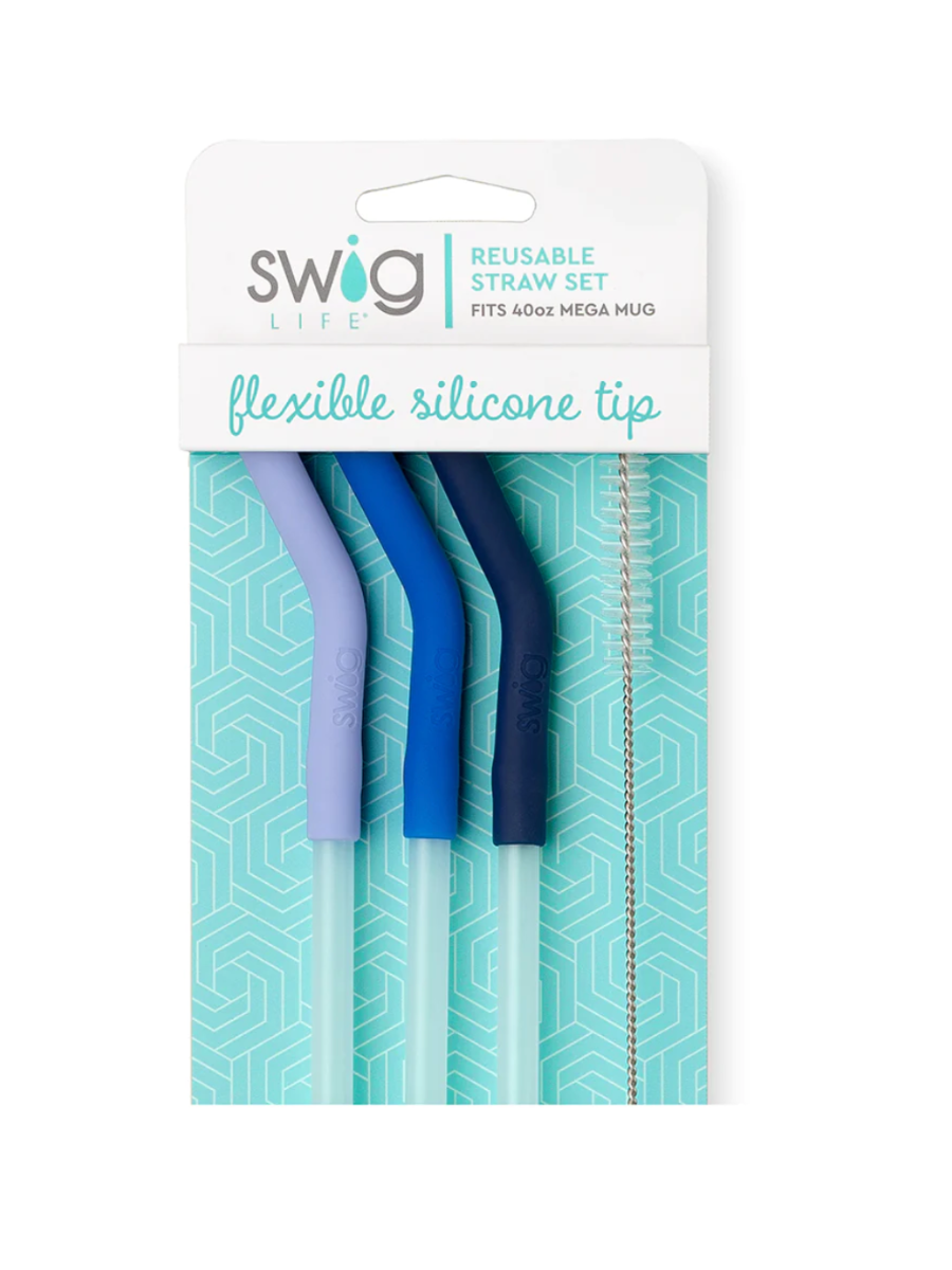 Swig | Hydrangea/Blue/Navy Straw Set
