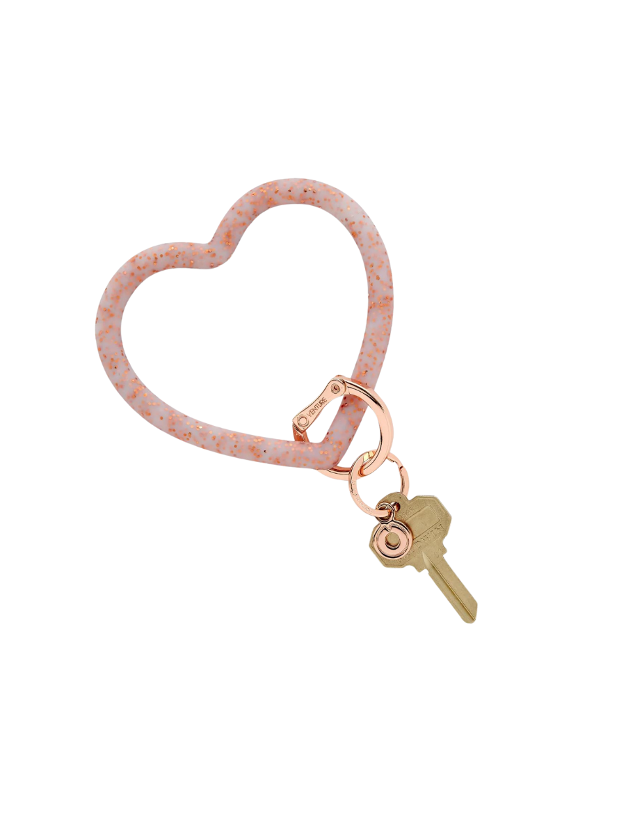 OVENTURE | Silicone Heart Keychain - Rose Gold Confetti