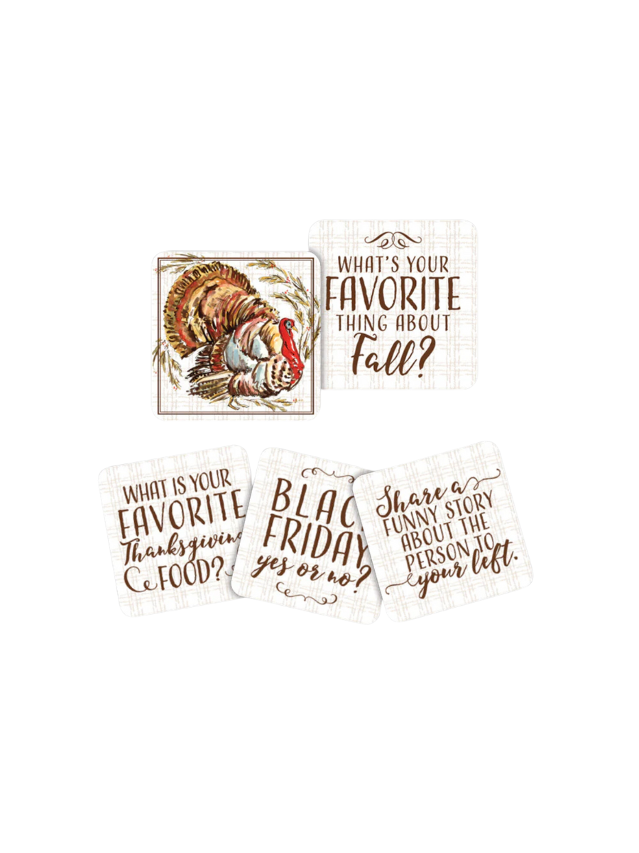 Rosanne Beck | Conversation Coasters - Handpainted Turkey with Hay Berries