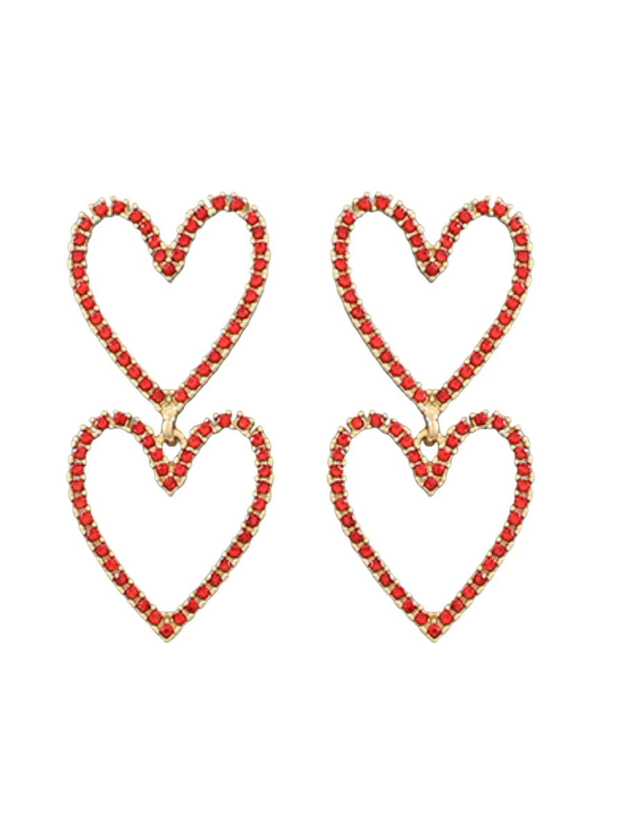 Dainty Love Earrings - Red