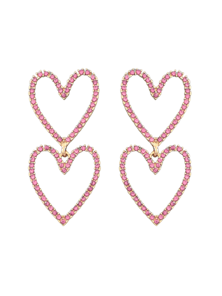Dainty Love Earrings - Pink