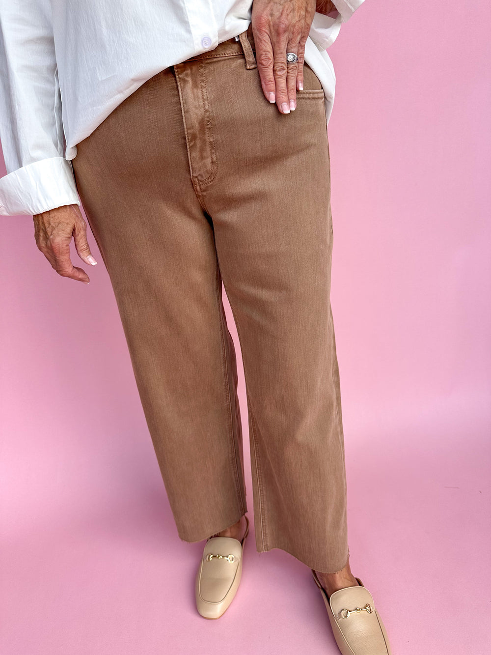 VERVET | High Rise Crop Wide Leg - Chocolate Malt