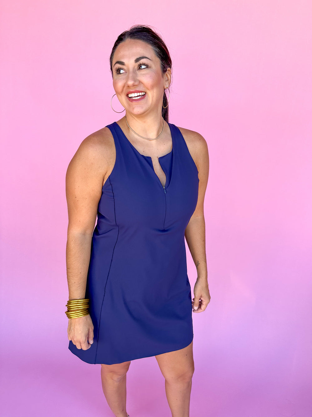 SPANX | Get Moving Zip Front Dress - Lapis Blue