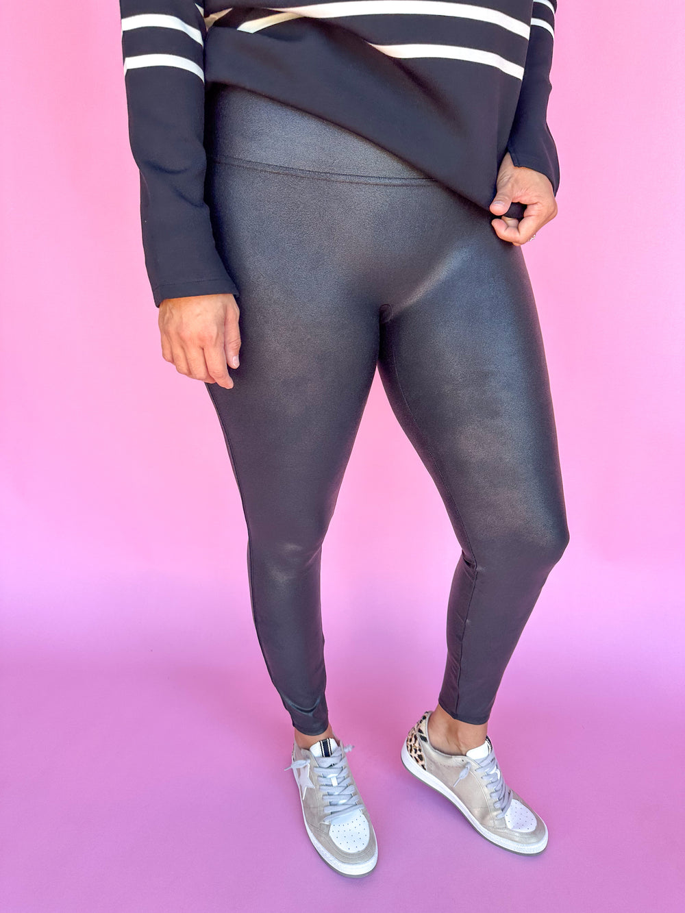 Spanx Faux Leather Fleece Lined Leggings Curvy Spanx Patent